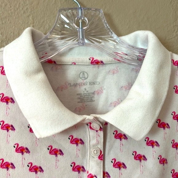 Women’s Lands End Flamingo Tank Top, Size Small (6-8) White/Pink - Picture 3 of 6